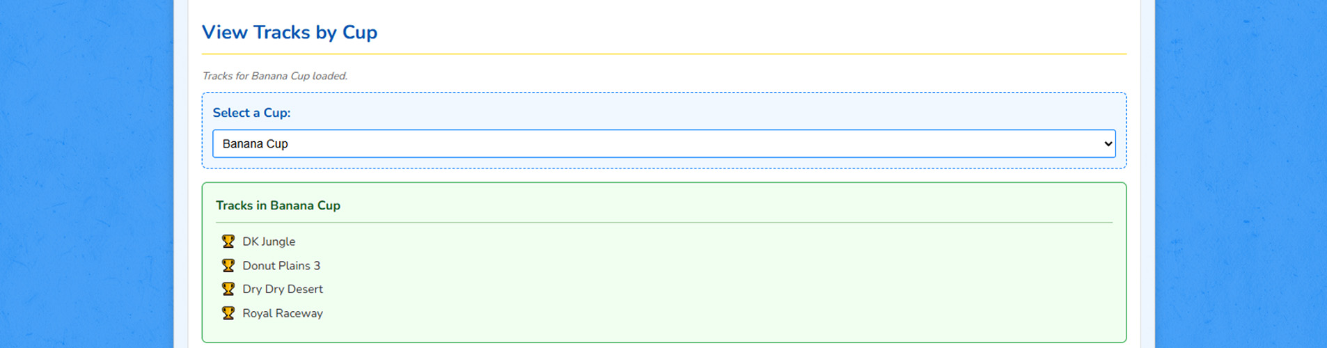 Screenshot from the Ontology Websites Tracks within a Cup List